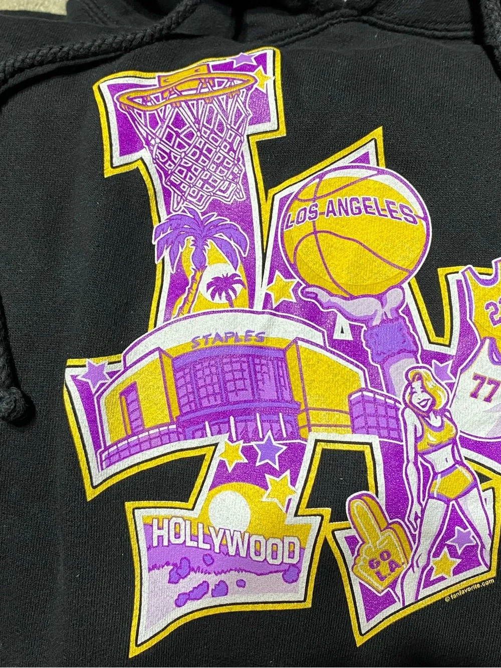 NBA Black Hoodie with Purple and Gold Los Angeles Graphic